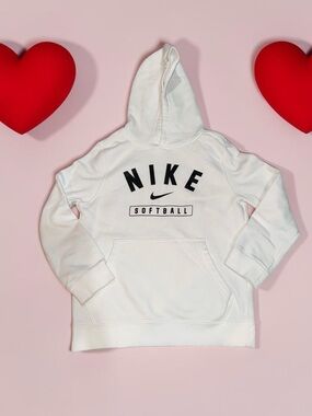Nike White Softball Hooded Pullover for Kids (S)